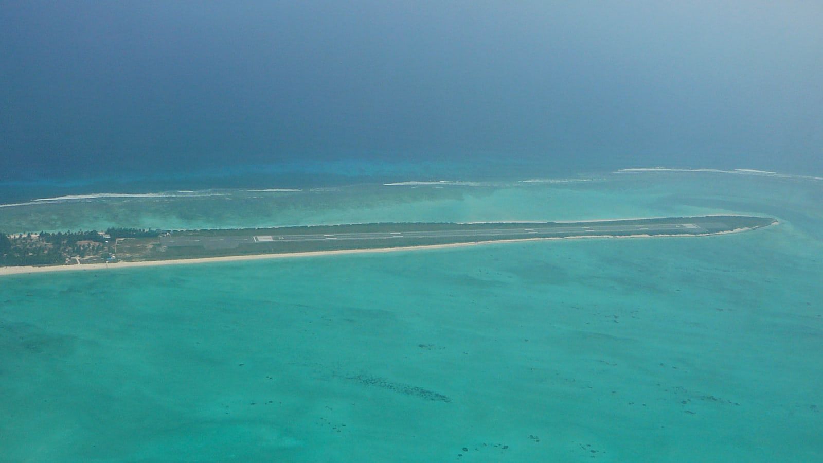 Aerial view of Agatti Aerodrome, Lakshadweep
