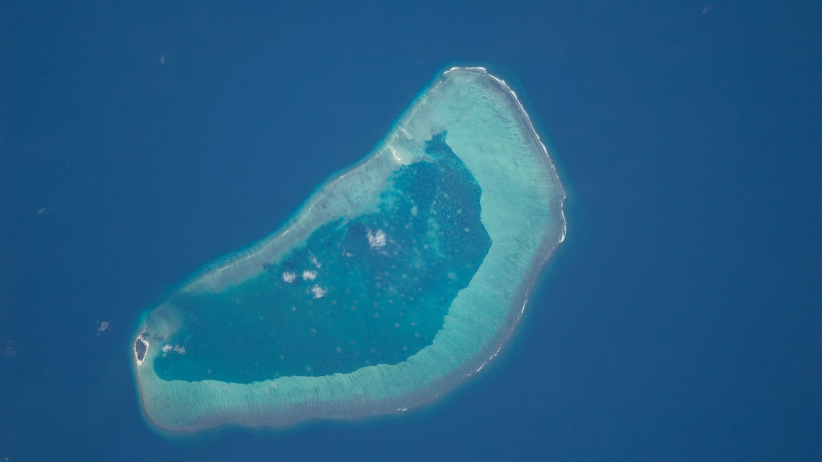 NASA view of Lakshadweep showing Bitra Reef